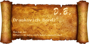 Draskovich Benő névjegykártya